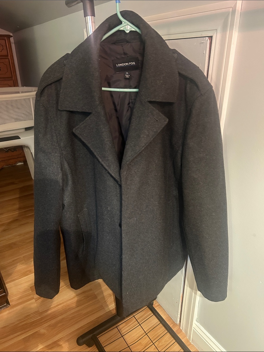London Fog Men's Charcoal Gray Pea Coat